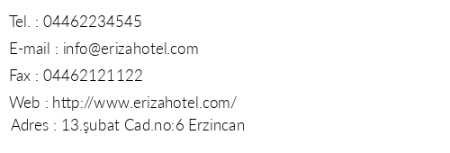 Eriza Boutigue Hotel telefon numaralar, faks, e-mail, posta adresi ve iletiim bilgileri